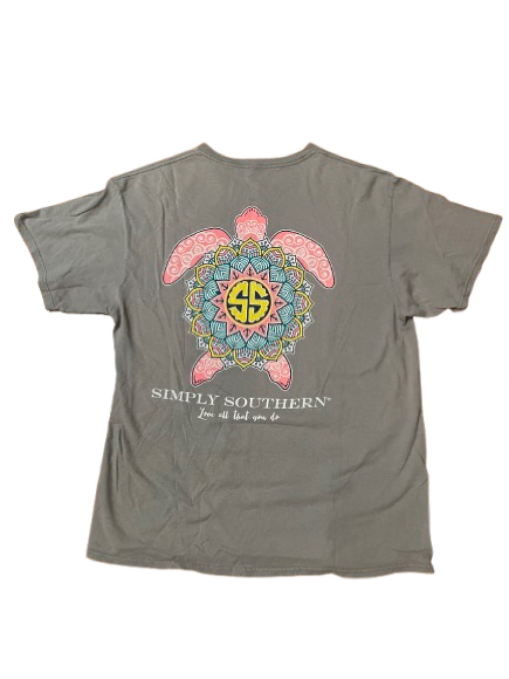 Simply Southern Love All That You Do Grey Short Sleeve Tee Shirt Size Large